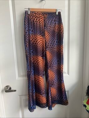 Nasty Gal Abstract Print Mesh Flare Pants